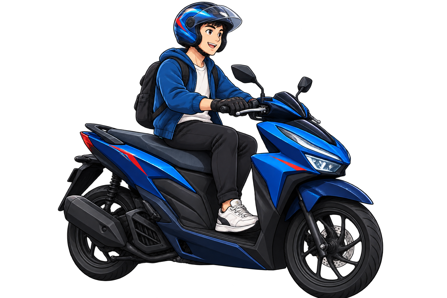 Pengendara motor kartun